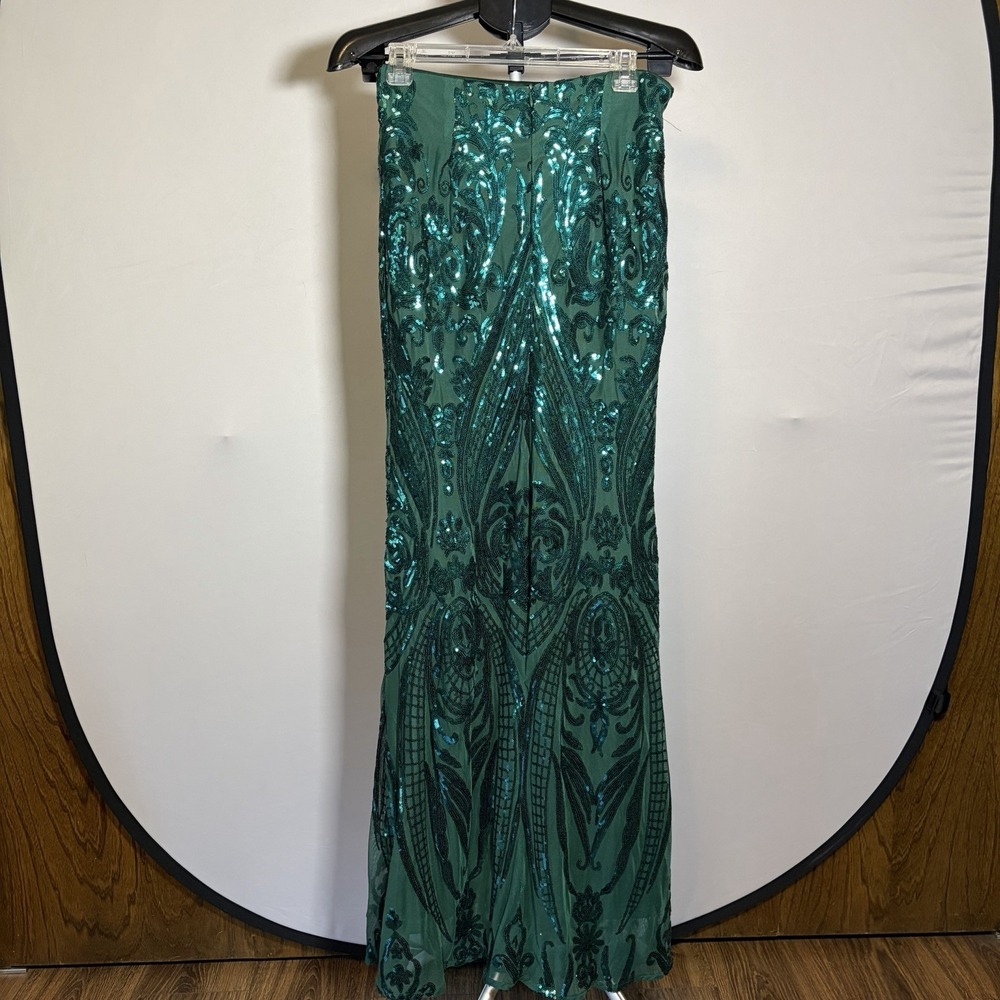 Lulus Medium Green Luxe Aesthetic Sequin 2 Piece Maxi Dress Glam Sexy Wedding - Picture 8 of 16